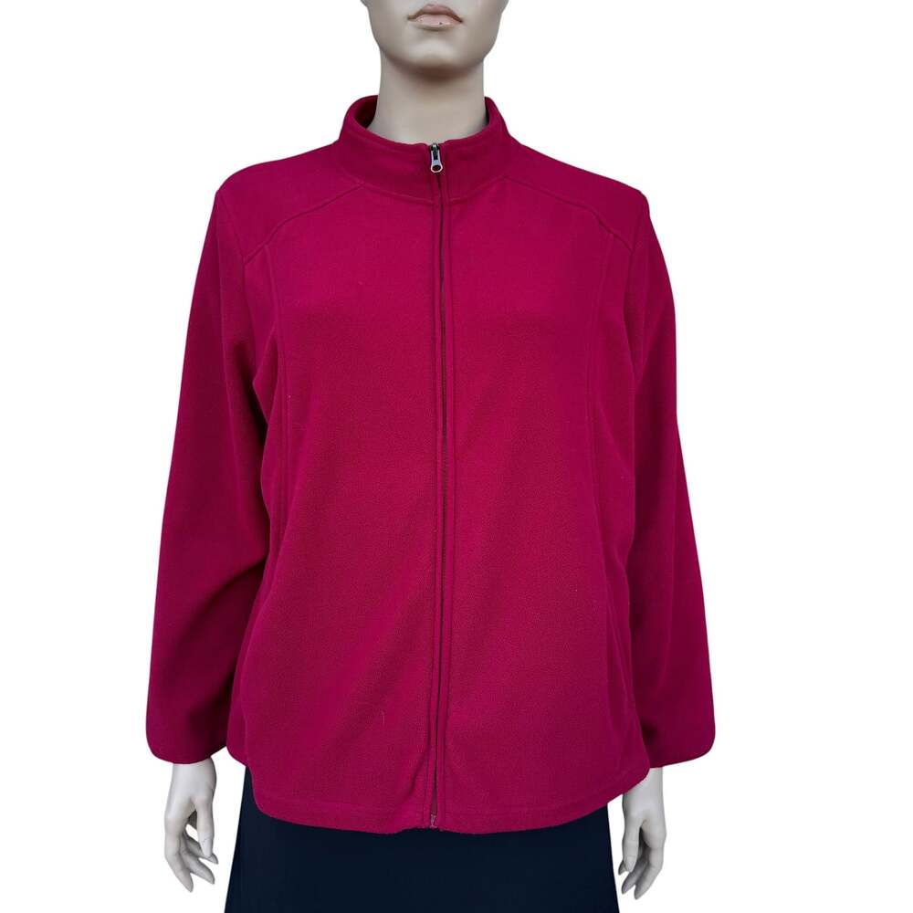Merona Magenta Fuchsia Pink Full Zip Polar Fleece Jacket Womens Plus Size 3X
